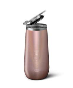 BrüMate Champagne Flute 12oz - Glitter Rose Gold - View 1
