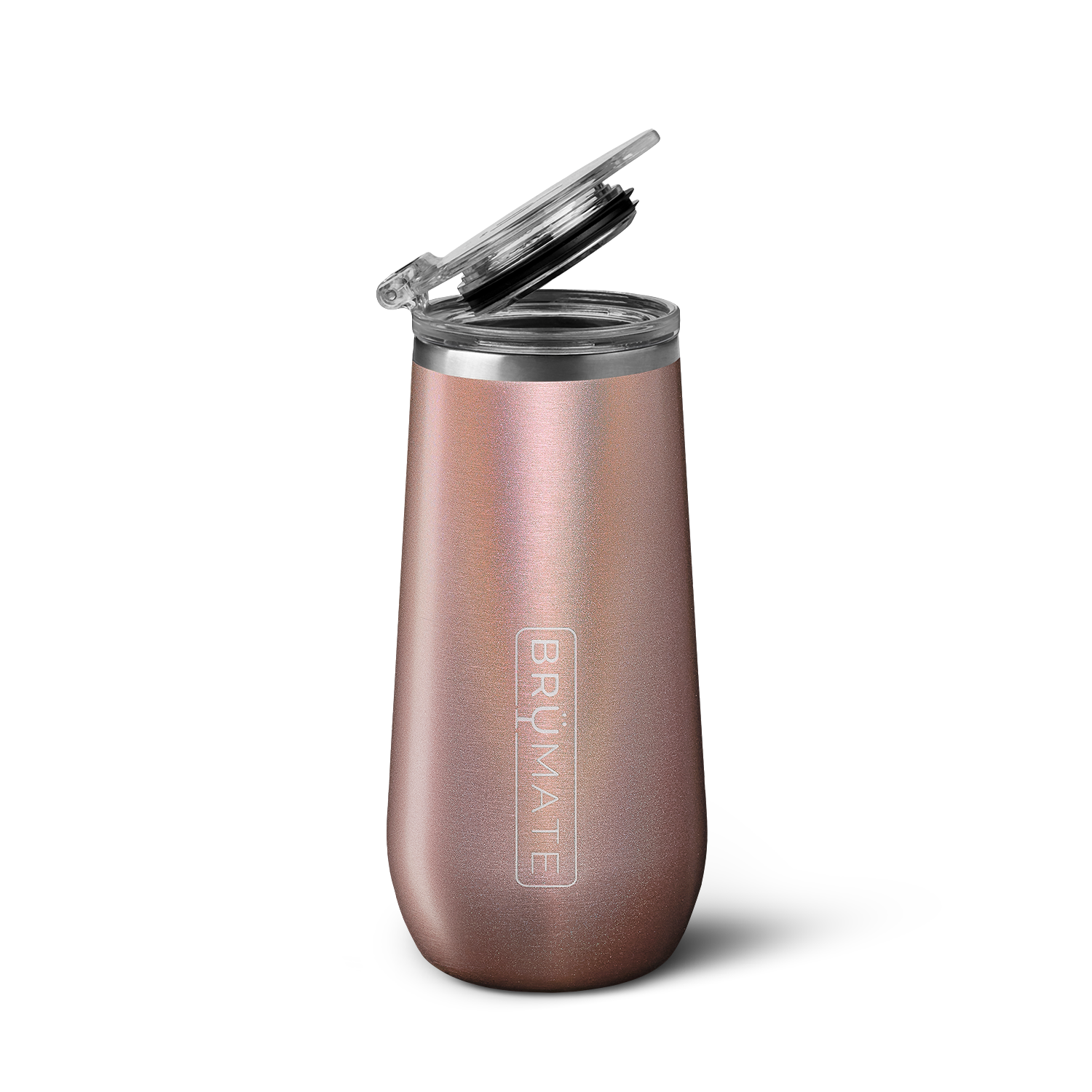 BrüMate Champagne Flute 12oz - Glitter Rose Gold - View 1